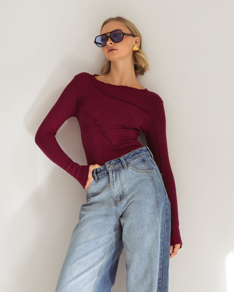 Nora Long Sleeve Top - Wine