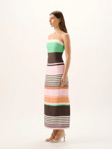 FRIEDA STRAPLESS DRESS - TANGO STRIPE