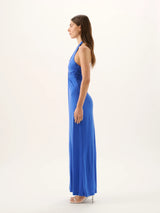 Sawyer Cupro Halter Dress- LAPIS