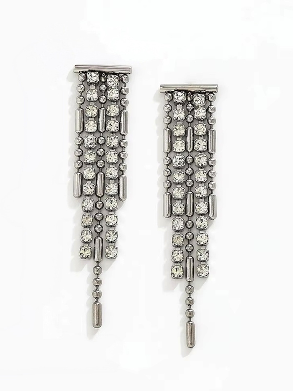 Silver Tassel Drop Earrings