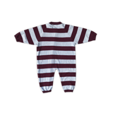 Organic Stripe Zipper Knit Starsuit - Plum & Haze