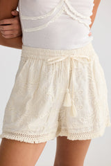 Chantilly Short - Natural Embroidery