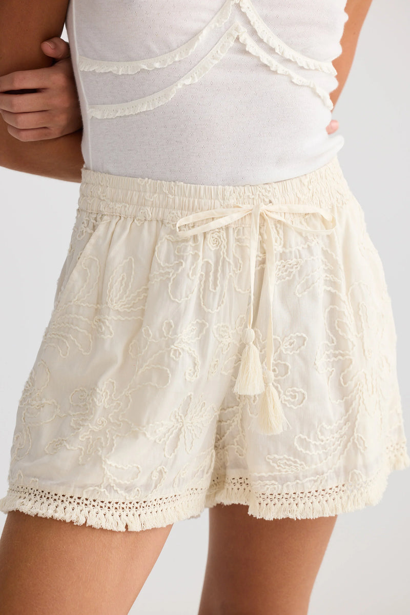 Chantilly Short - Natural Embroidery