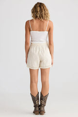 Chantilly Short - Natural Embroidery