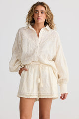 Chantilly Short - Natural Embroidery