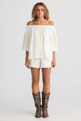 Odyssey Top - White Emb