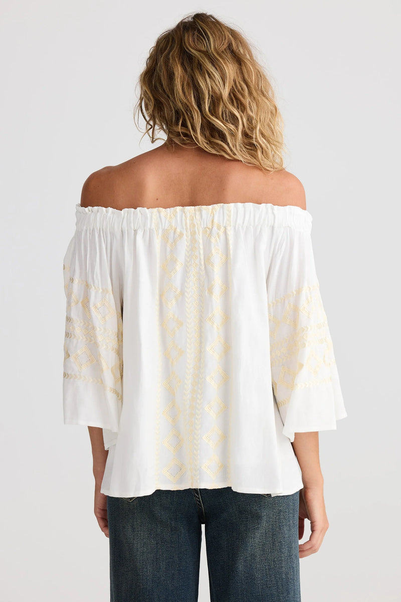 Odyssey Top - White Emb