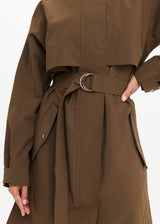 JAMES HOODED TRENCH COAT - OLIVE