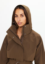 JAMES HOODED TRENCH COAT - OLIVE