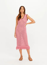 Bahia Helena Knit Fringe Dress - Paradise Pink