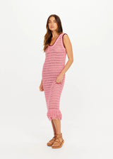 Bahia Helena Knit Fringe Dress - Paradise Pink
