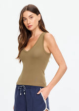 Abby V-Neck Tank Top - Olive