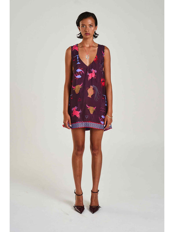 V-NECK SHIFT DRESS - ZODIAC