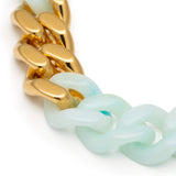 Flat Chain Necklace with gold cloud marble