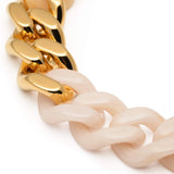 Flat Chain Necklace with gold latte marble
