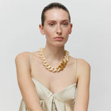 Flat Chain Necklace with gold latte marble