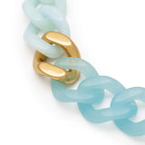 Flat Chain Bracelet 2 color w gold cloud marble - opaline blue