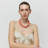 Big Organic Pearl Necklace with gold watermelon marble