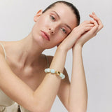 Organic Pearl Bracelet with gold - Cloud marble