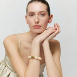 Organic Pearl Bracelet with gold - latte marble