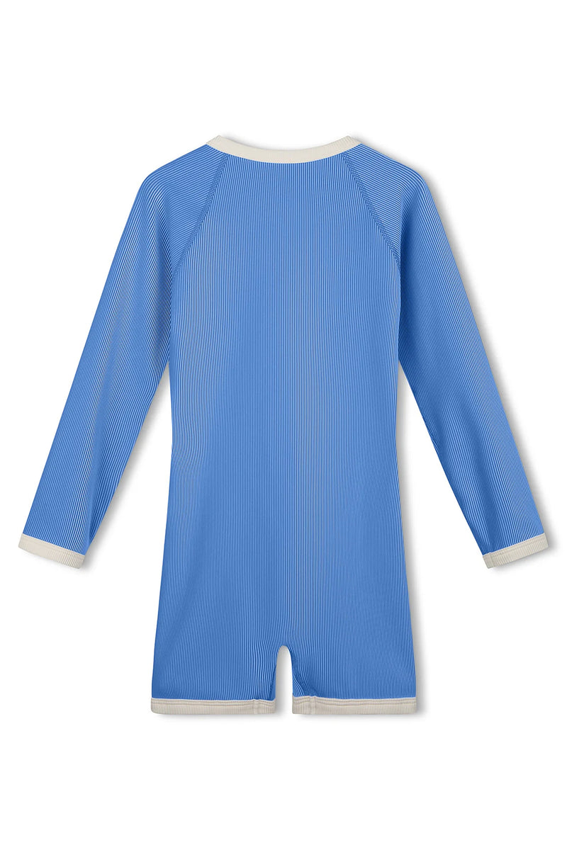 Mini Stripe Rib Surf Suit - Sky