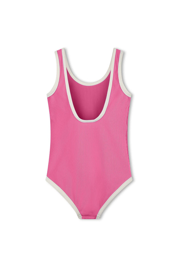 Mini Stripe Rib Scoop One Piece - Shell Pink