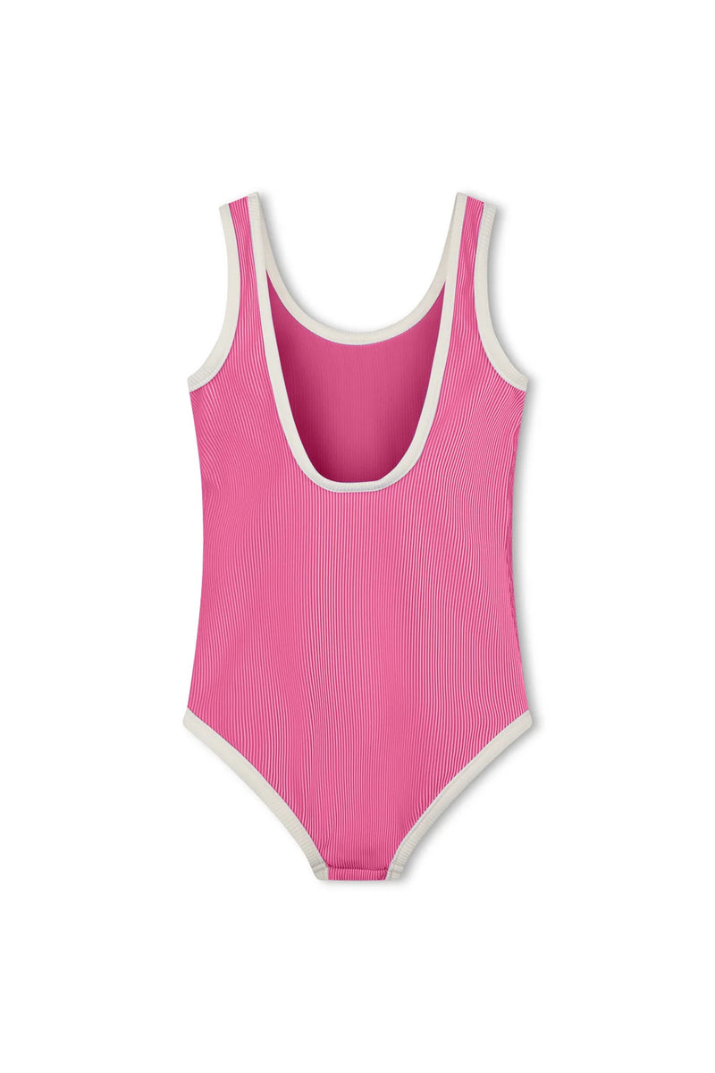 Mini Stripe Rib Scoop One Piece - Shell Pink