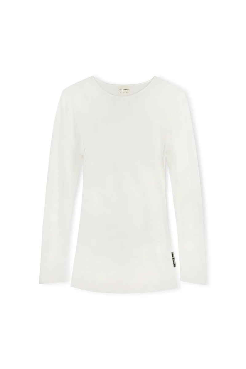 Rib Hemp Jersey Long Sleeve Top - White
