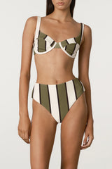 Olive Stripe Bra Cup