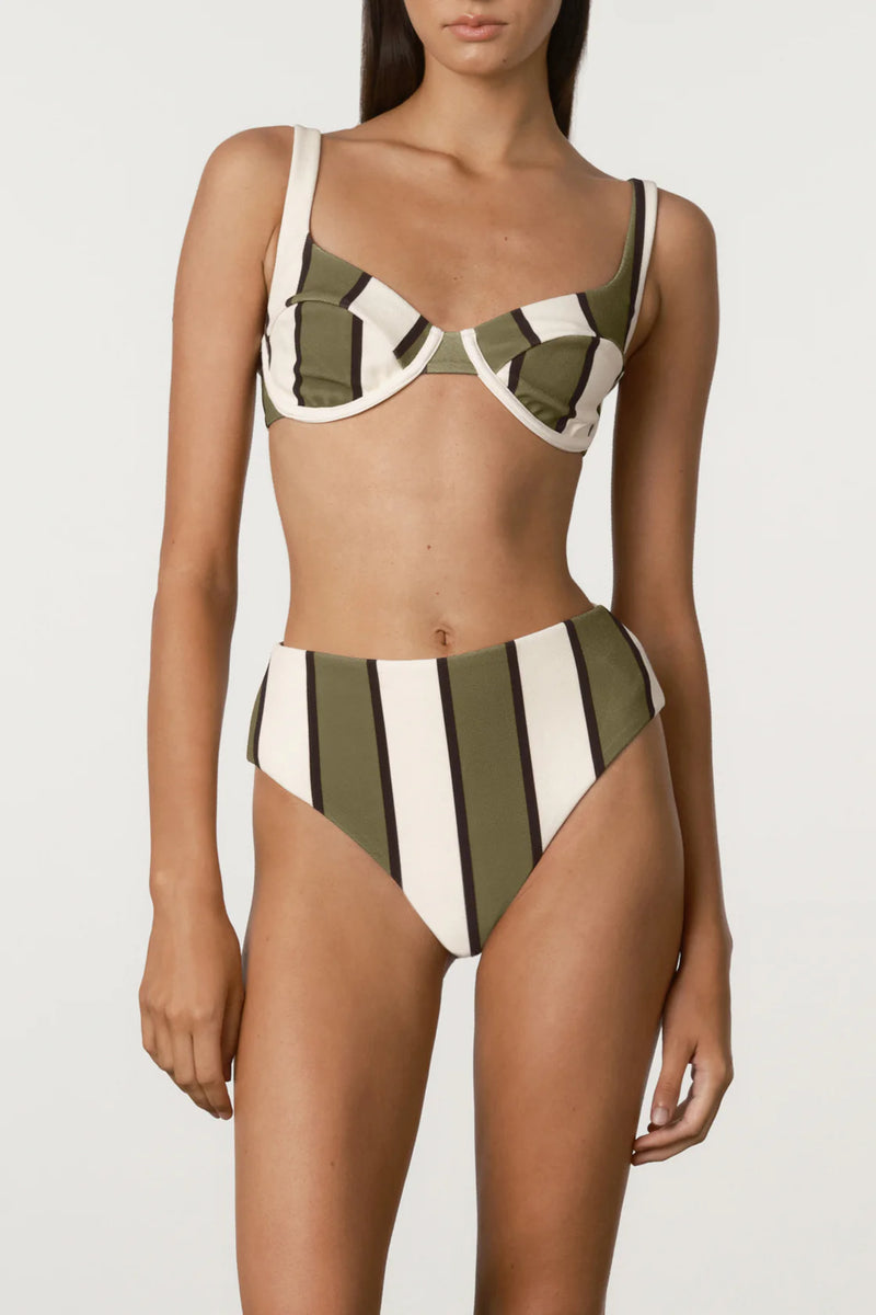 Olive Stripe Bra Cup