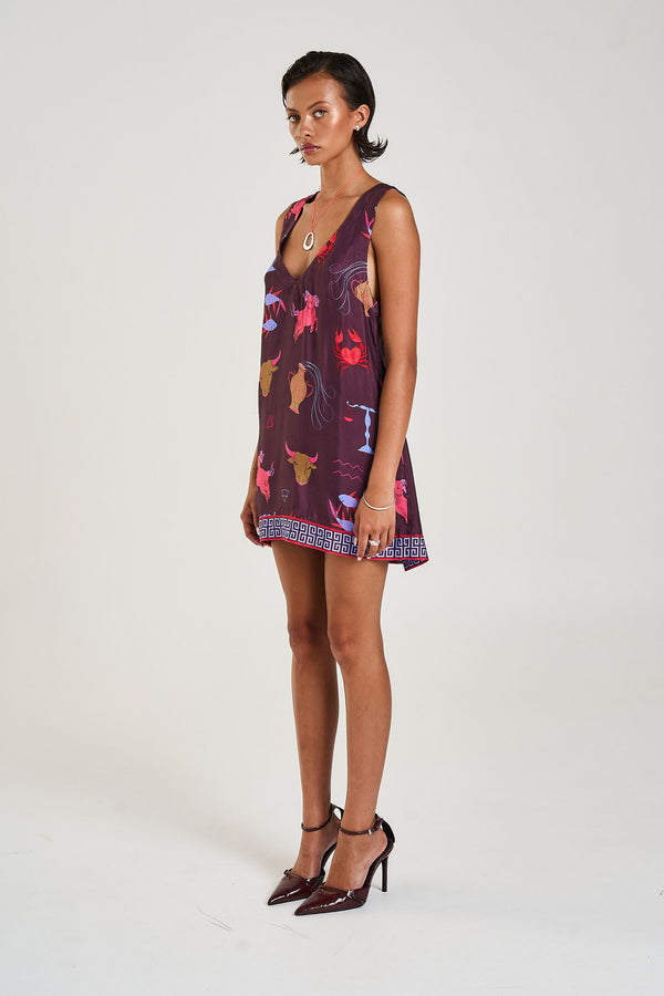 V-NECK SHIFT DRESS - ZODIAC