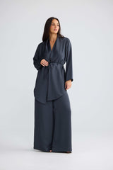 Kaleigh Wrap Top - Graphite