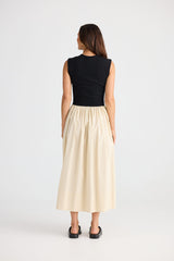 Daphne Dress - Ecru w Black