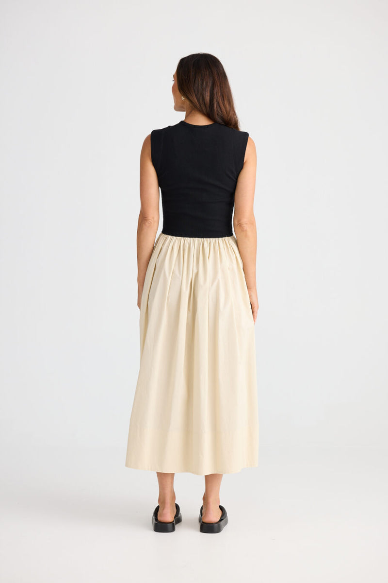 Daphne Dress - Ecru w Black