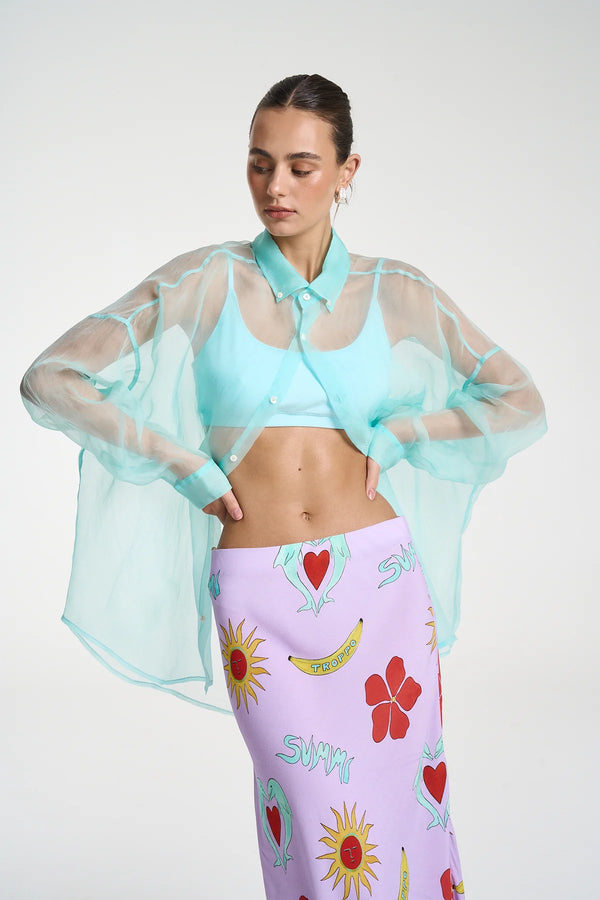 MERCURIO SILK SHIRT - AQUA