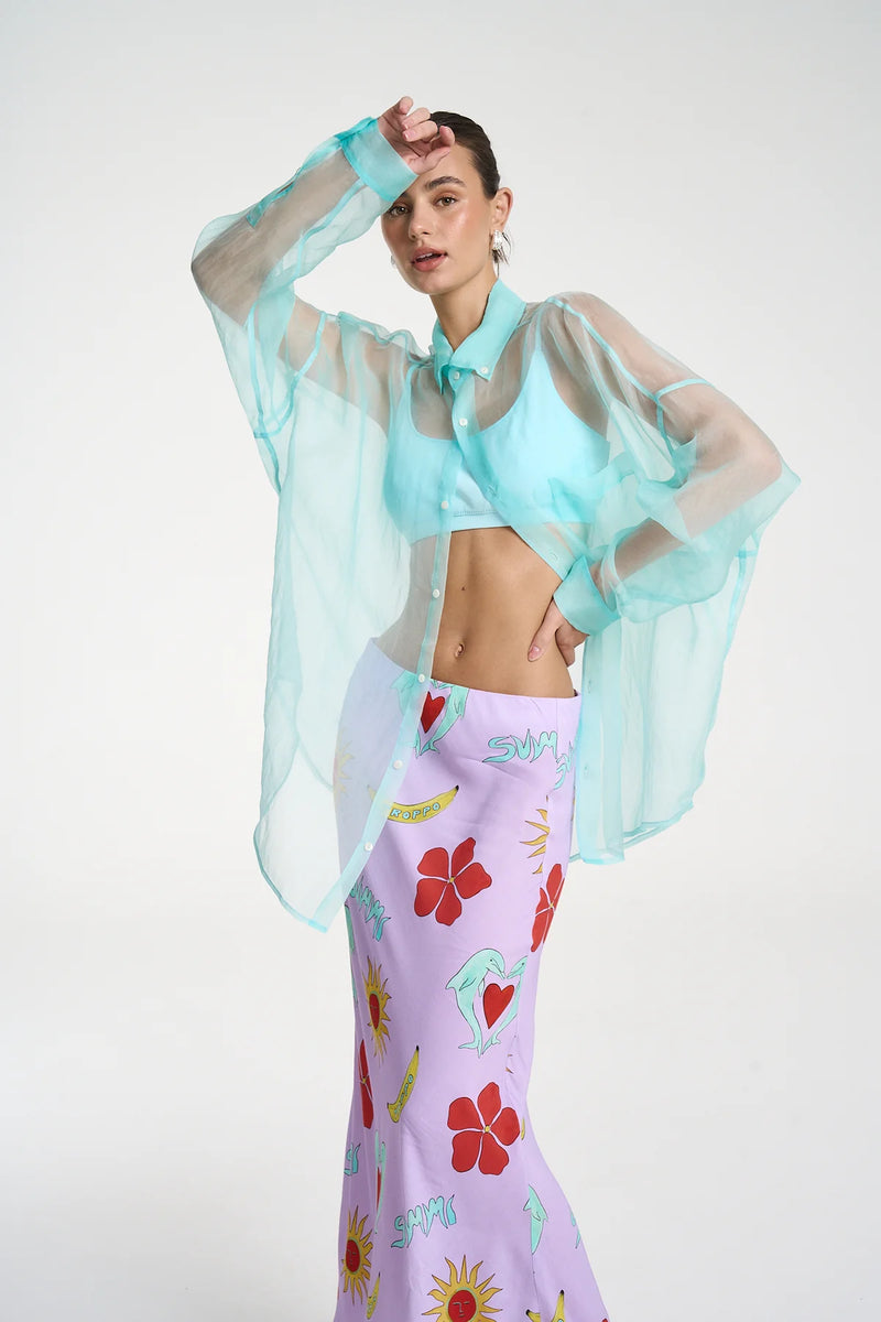 MERCURIO SILK SHIRT - AQUA