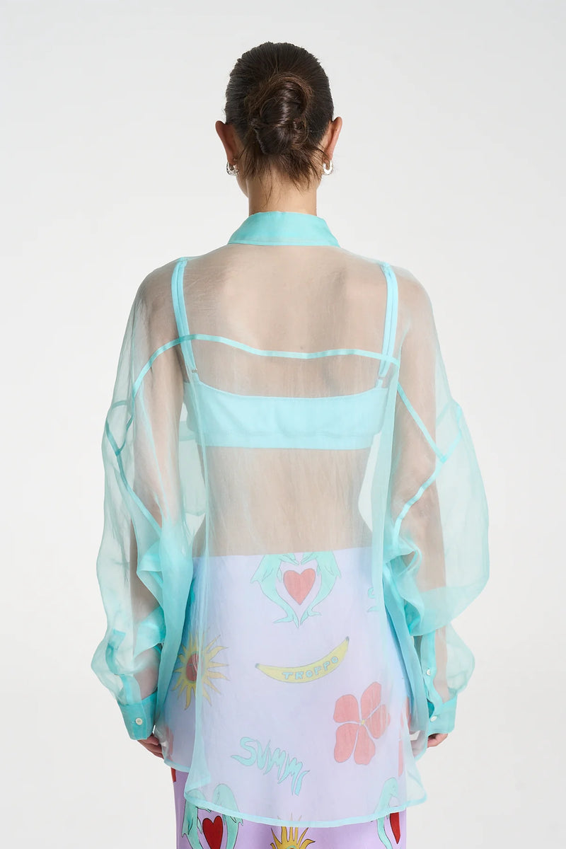 MERCURIO SILK SHIRT - AQUA