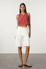 Cotton Blend Knit Top - Berry