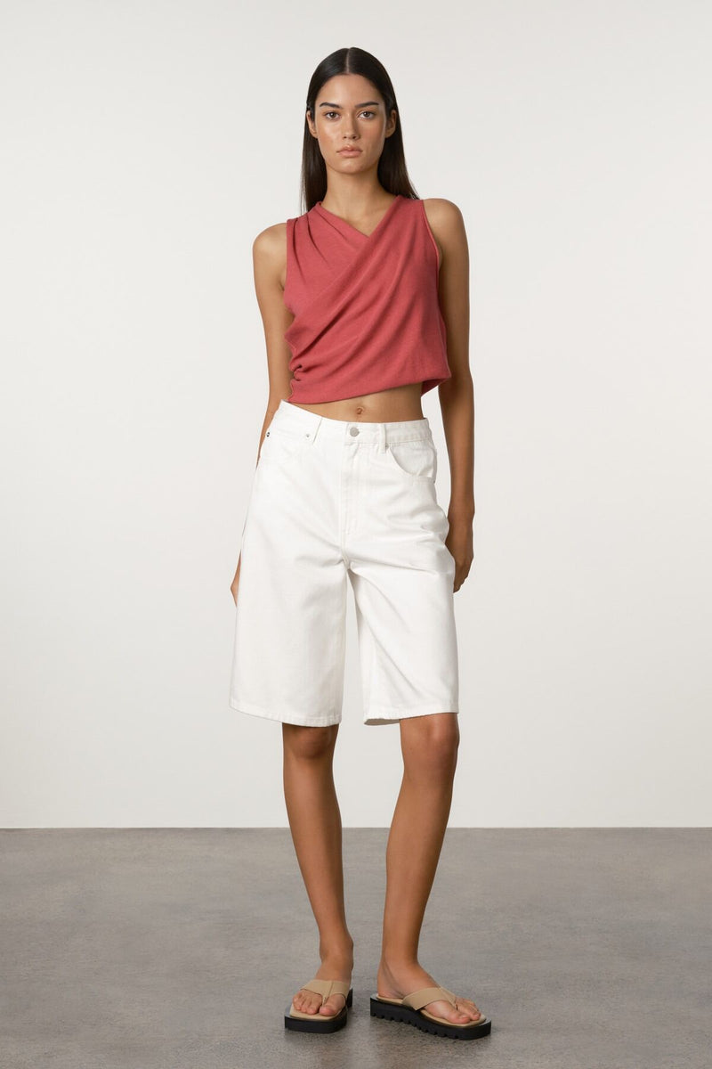 Cotton Blend Knit Top - Berry