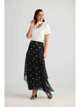 Bella Skirt - Black w White Spot