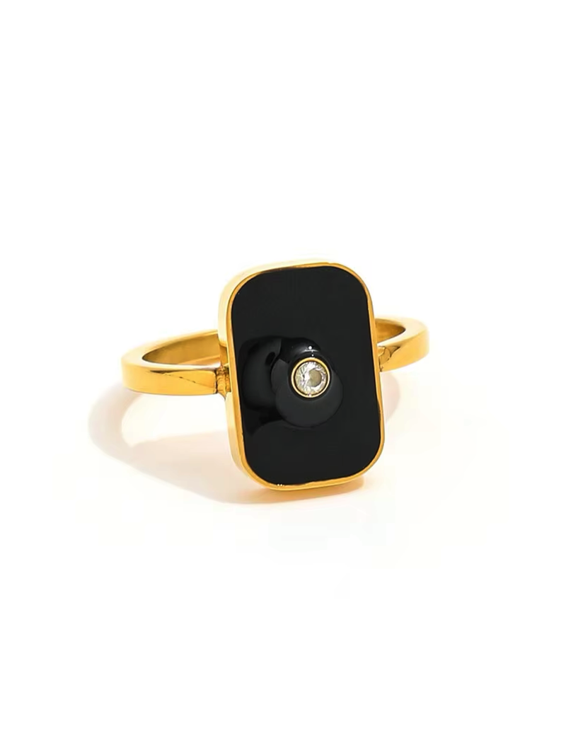 Art-Deco Ring, Onyx Black