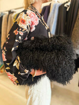 Mongolian Wool Clutch Bag - Black