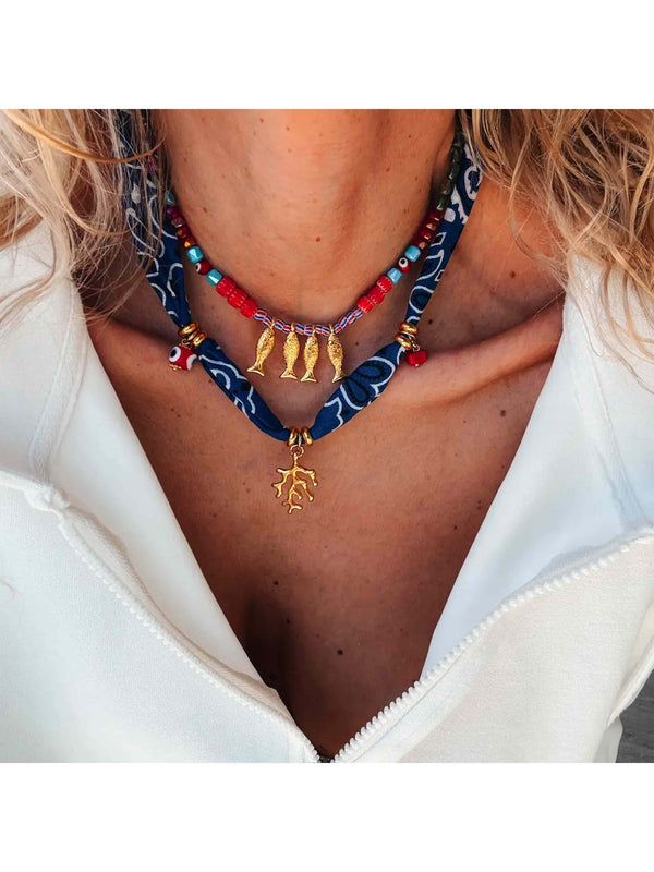 Bohemian Blue Bandana Necklace