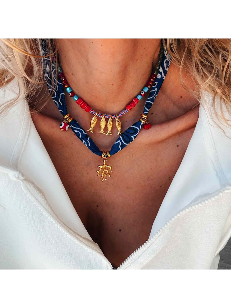 Bohemian Blue Bandana Necklace