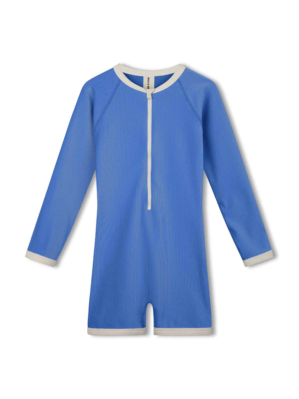 Mini Stripe Rib Surf Suit - Sky