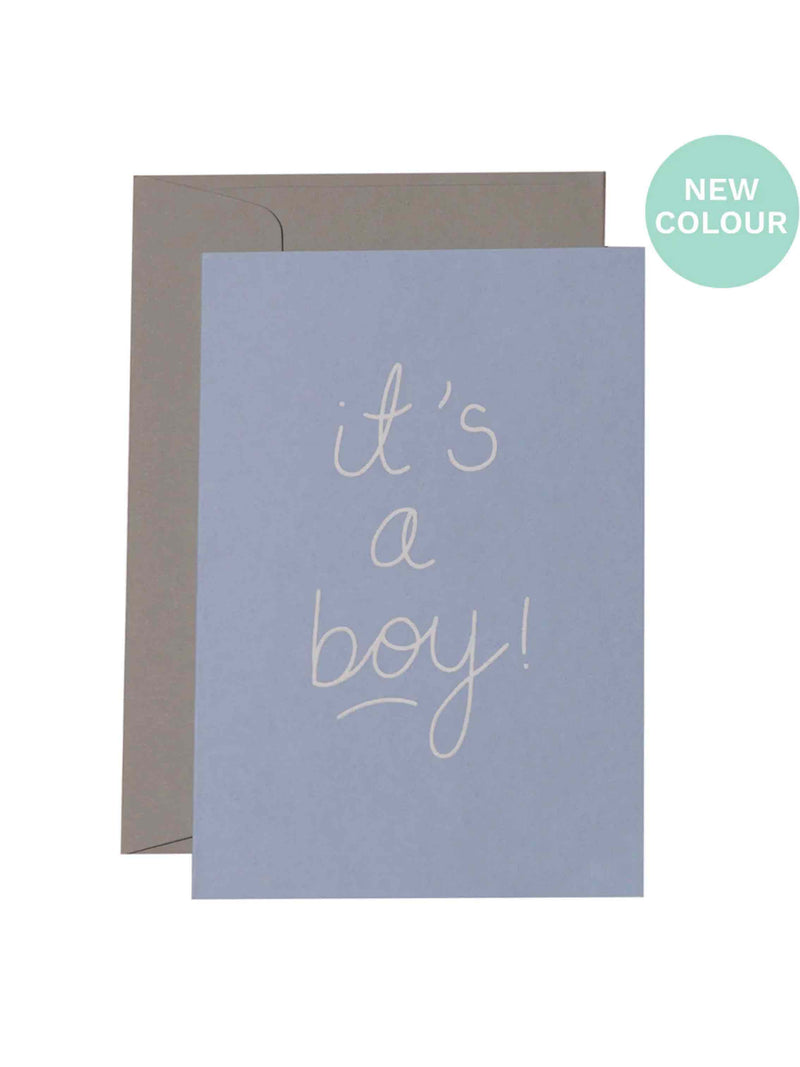 ITS A BOY - white on ice blue card