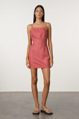Linen Mini Dress - Berry