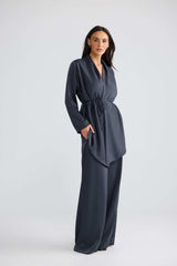 Kaleigh Wrap Top - Graphite