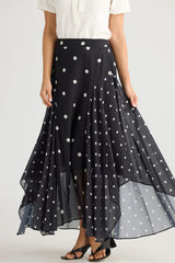 Bella Skirt - Black w White Spot