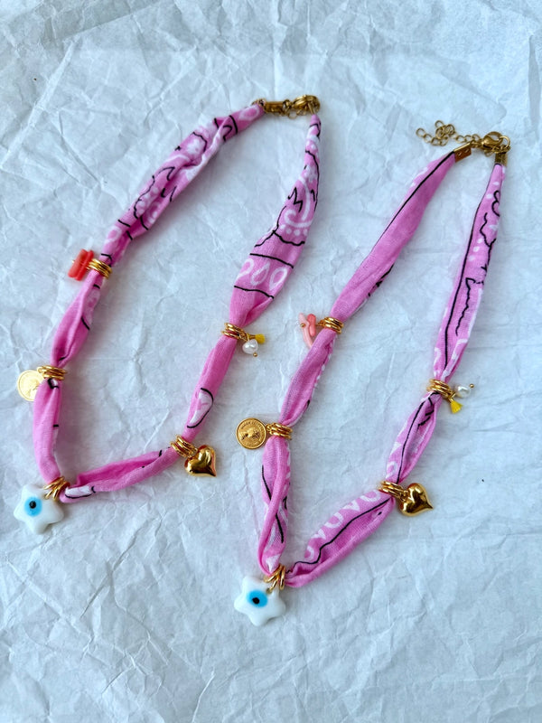 Bohemian Pink Bandana Necklace